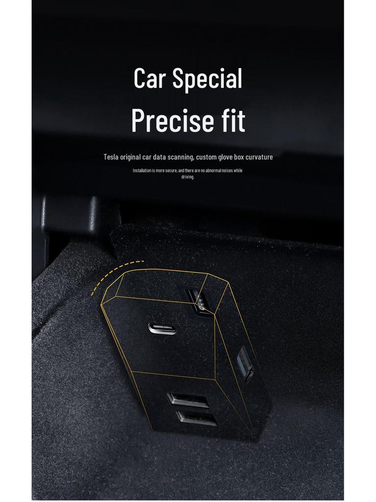 USB Hub Adapter for Tesla Model 3/Y Glove Box and Center Console Expansion