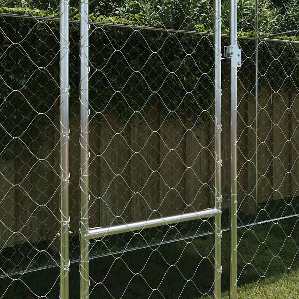 Dog Kennel with Roof Silver 800 x 200 x 256 cm Steel and PE
