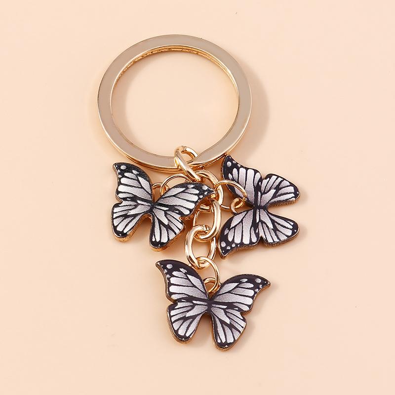 Cute Colorful Butterfly Keychains Enamel Animal Keyrings Souvenir Gift for Women Men Handbag Pendants Key Chains DIY Accessories