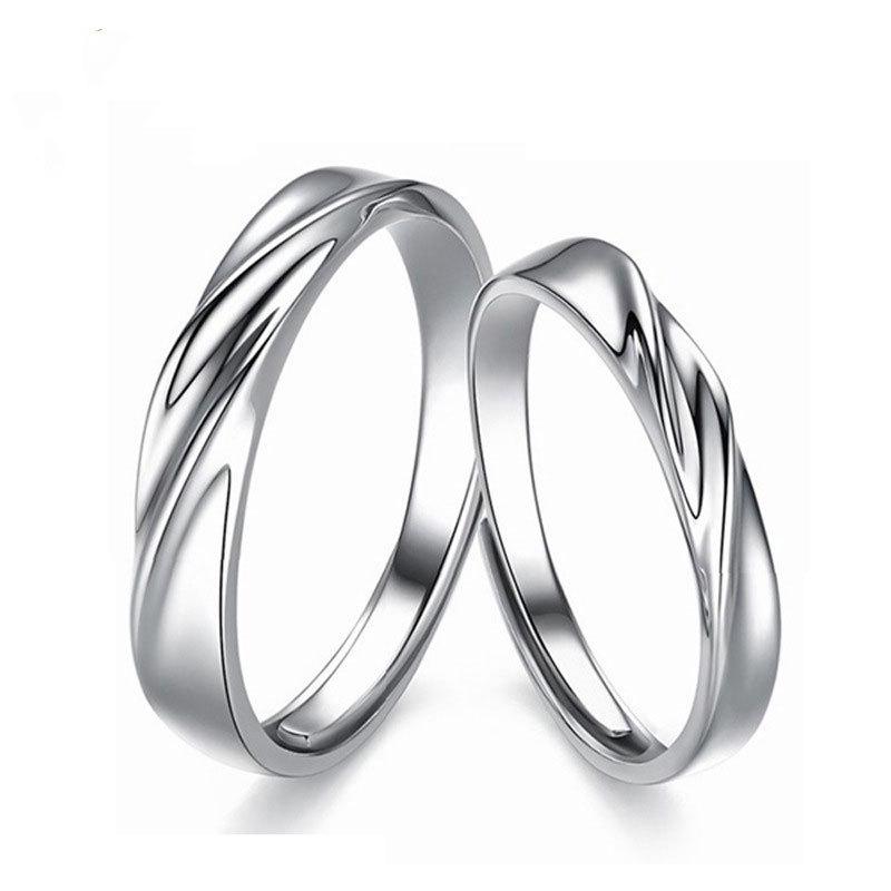 Tonglin S925 Sterling Silver Adjustable Couple Rings - Personalized Wedding Bands for Men & Women.