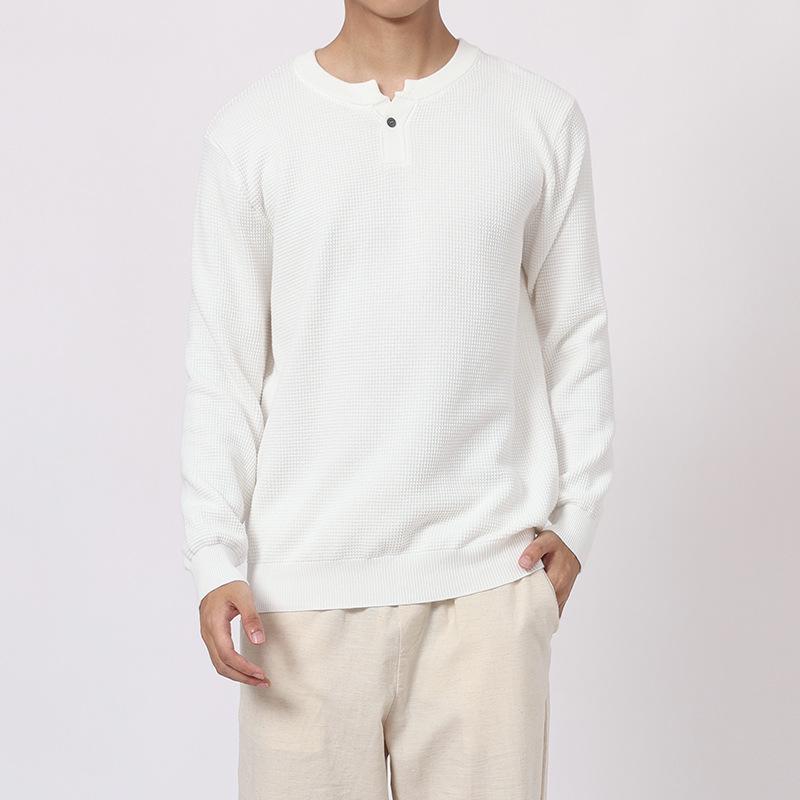 Мужской свитер хенли узором «ананас» 2025