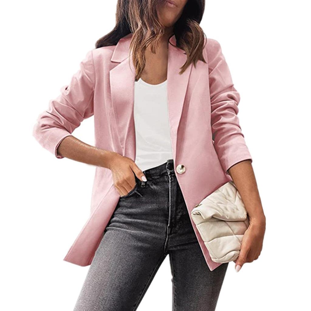 Женский однотонный повседневный кардиган с длинным рукавом и карманом, повседневная куртка, пиджак