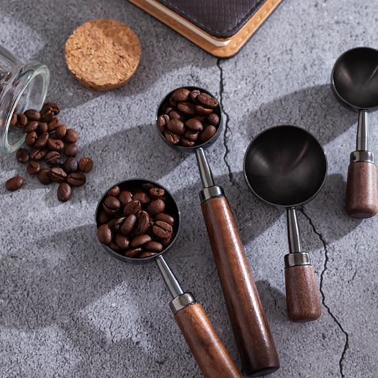 Мерная ложка для кофе с деревянной ручкой, пищевой класс, не содержит BPA, высокоценная ложка для чая и кофе, кухонный аксессуар