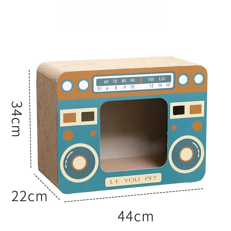 Забавный кошачий домик, большая когтеточка для кошек, винтажное ТВ-радио, кошачья когтеточка, кровать, игрушка для кошек, когтеточка, домашняя игрушка для кошек