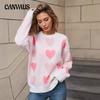 Winter Women's Sweater Love Valentine's Day Pullover Large Peach Heart Color Clash Sweater