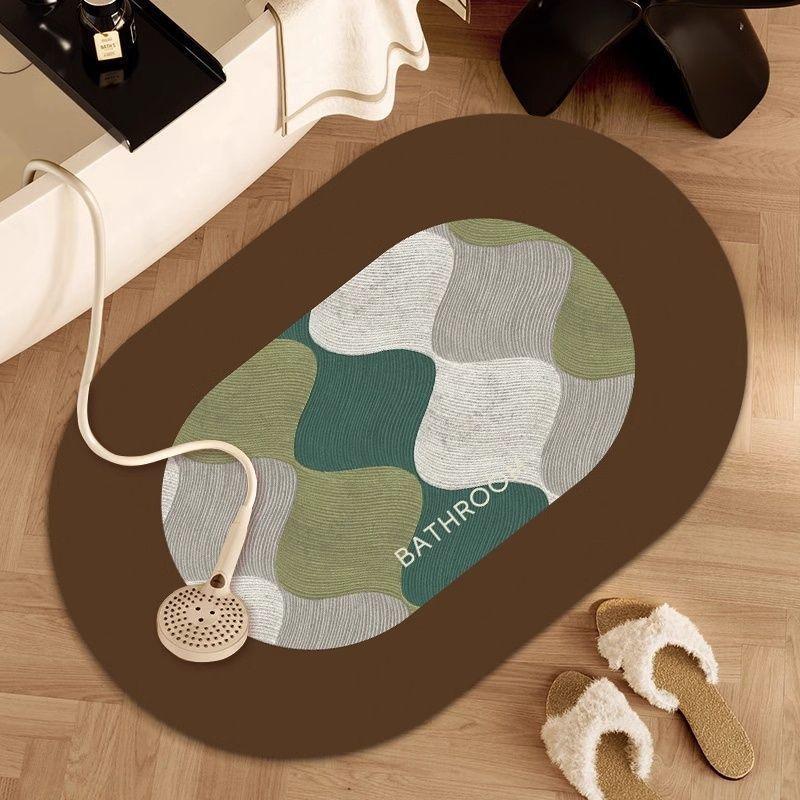 American Medieval Style Diatom Mud Floor Mat, Bathroom Non-Slip Absorbent Floor Mat, Bathroom Dirt-Resistant And Wear-Resistant Cutting Foot Mat