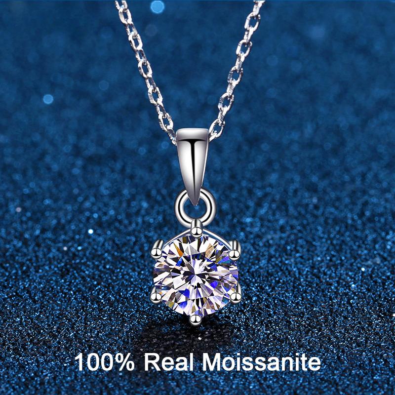 Moissanite Pendant Necklace 1CT 2CT 3CT Sterling Silver Lab Diamond Necklace for Women 100% Pass Diamond Test Moissanite Jewelry