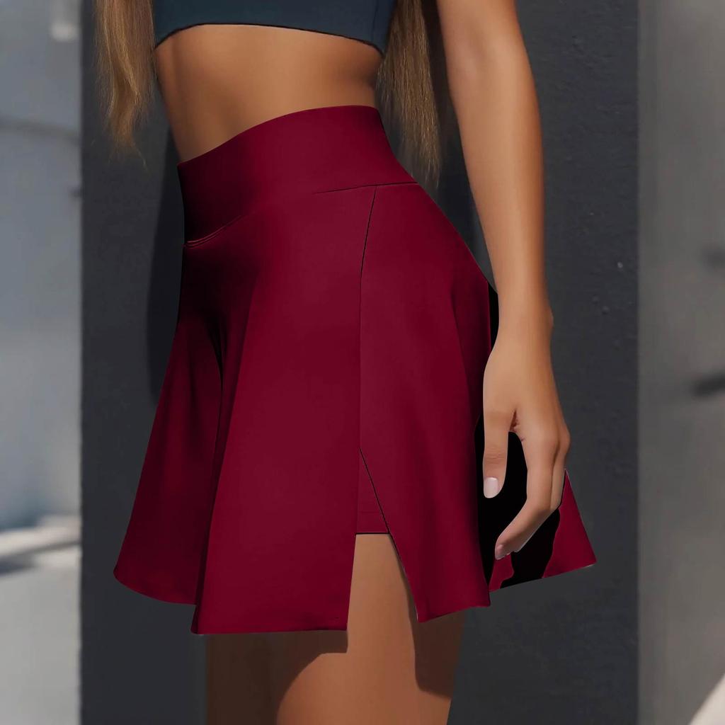Женская повседневная однотонная короткая полуюбка с высокой талией, спортивная юбка, плиссированная юбка