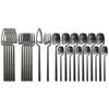 24Pcs Black Cutlery Set Knives Forks Spoon Dinnerware Set 18/10 Stainless Steel Dinner Tableware Set Home Kitchen Silverware Set