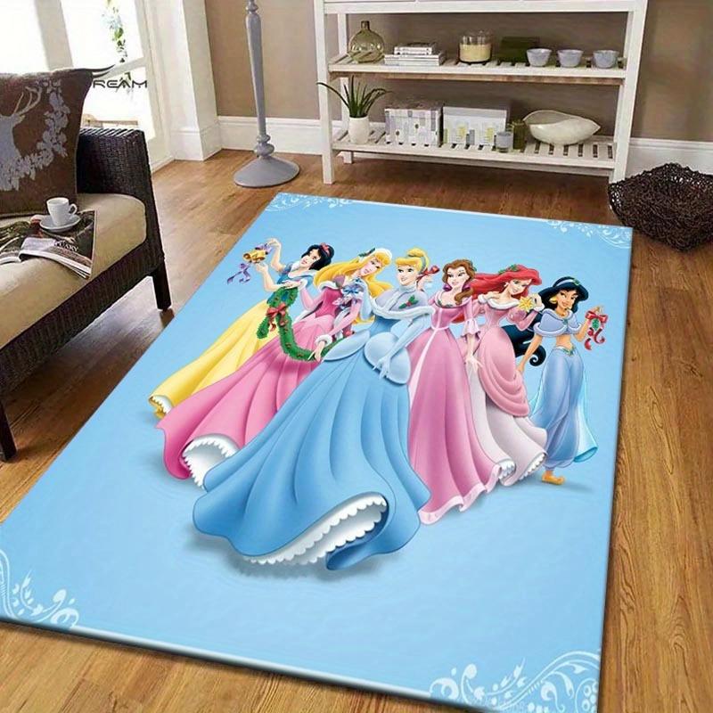 1pc Disney Princess Blue Pattern Area Rug Soft Flannel Floor Mat for Living Room, Bedroom, Kitchen, Sofa Coffee Table Floor Mat, Machine Washable