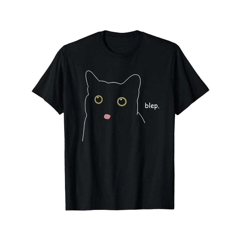 Мужская черная футболка с графическим принтом 'Blep Blep' - 100% хлопок, свободный крой, машинная стирка, идеальный рождественский подарок для него