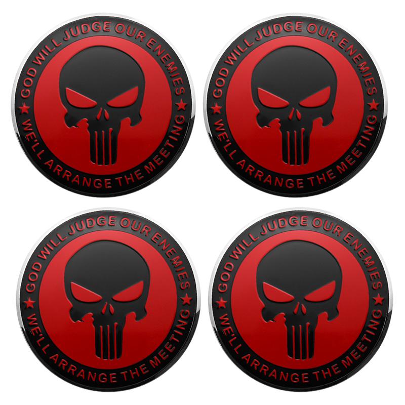 4pcs 56mm 60mm Car Skull Emblem Wheel Center Hub Caps Logo Sticker Tire Rim Covers Skeleton Badge Decal Accessories