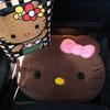 Cartoon Hello Kitty Car Floor Mats, Black Leather Interior Floor Mats for Both Driver and Passenger, Cute Cat Pillow and Backrest Cushion