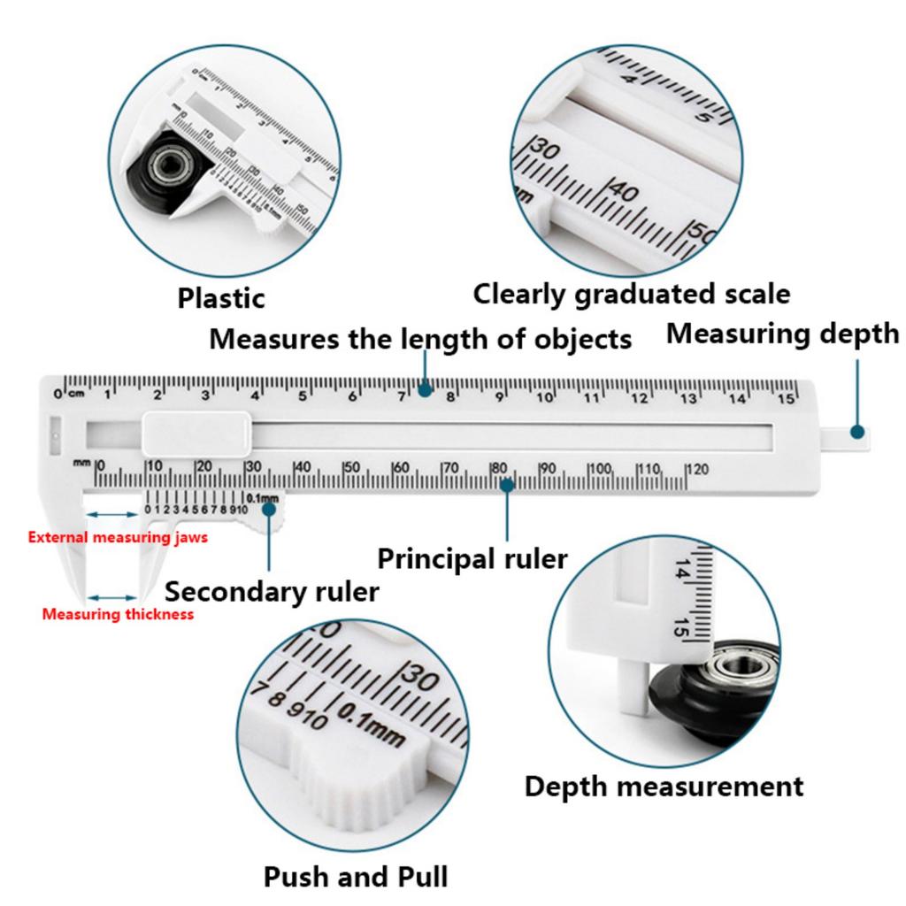 Пластиковый штангенциркуль 0-120 мм 0-150 мм измерительные приборы микрометр с двойной шкалой для измерения диаметра ювелирных изделий
