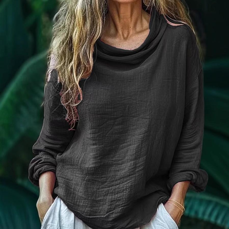 Весна Новое Женское Повседневное Свободное Модное Длинный Рукав Однотонное Вязаный Свитер-Водолазка Топ с Оборками