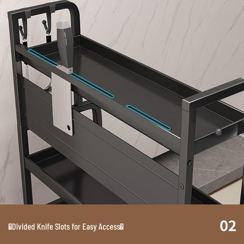 3-Tier Carbon Steel Multifunctional Kitchen Storage Rack