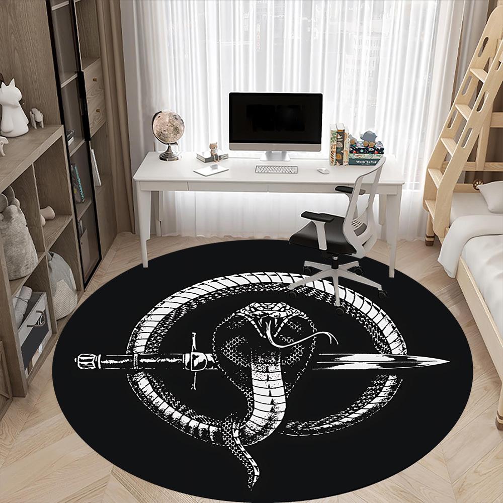 1 шт. Коврик для офиса, круглая зона, с изображением змеиного кинжала, под офисные стулья, для спальни, гостиной, домашнего декора, декора комнаты, доступен в различных размерах
