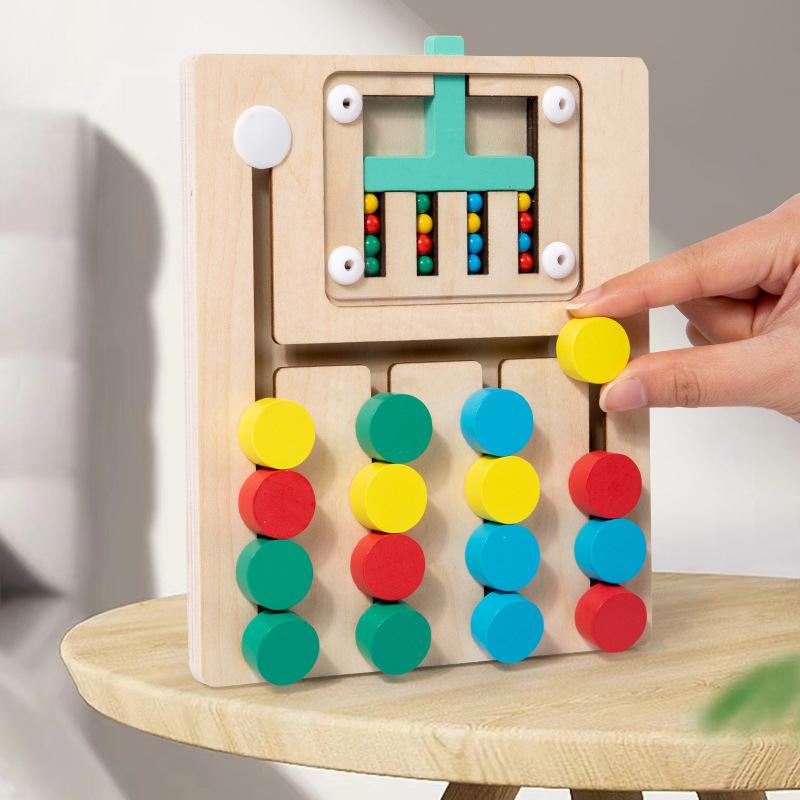 Montessori Wooden Color Matching Puzzles Preschool Learning Toys Matching Brain Teasers Logic Game for Kids 3 4 5 6 7 Years Old