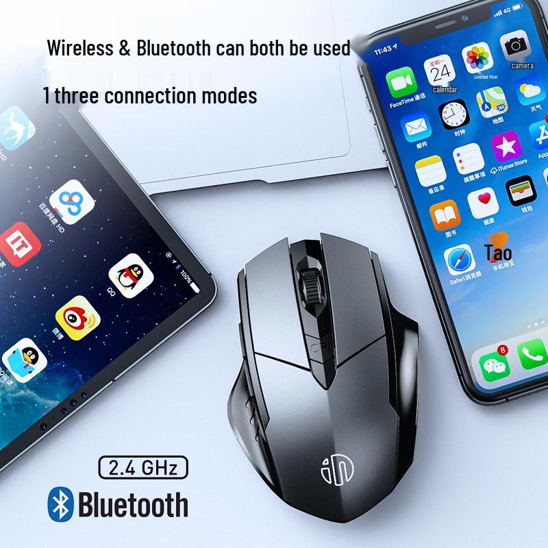 Беспроводная Bluetooth-мышь Inphic F1S, перезаряжаемая, три режима, бесшумная, для офиса и игр