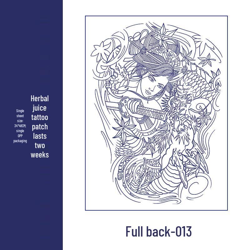 Waterproof Men's Herbal Tattoo Stickers: Full & Half Back, Long-Lasting, Large Floral Designs for Chest & Arm.