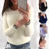 Autumn Winter New Women’s Fashion Warm Sweaters Solid Color Long Sleeve Tops Cute Soft Pullover Sweater Plus Size