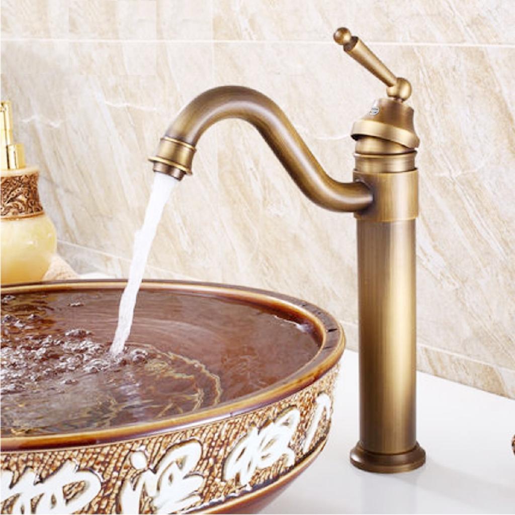 Bathroom 360 Rotatable Antique Copper Basin Sink Faucet Cold And Hot Water Mixer Tap Single Handle Deck Mounted Classic