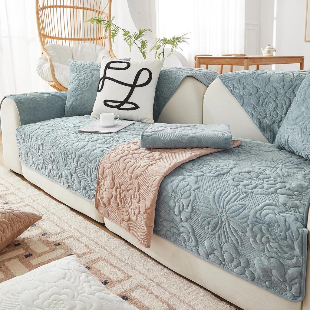 Узорчатый плюшевый зимний диван-подушка в пасторальном стиле противоскользящий чехол для дивана