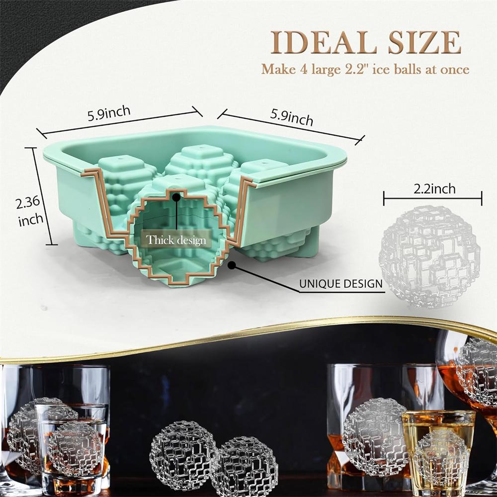 Многоразовая силиконовая форма для больших кубиков льда с крышкой - Форма для ледяных шариков в форме магического куба для бурбона и бренди Прочные лотки для кубиков льда