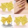Womens Exquisite Gold Plated Ring With Large Floral Butterfly Adjustable Design