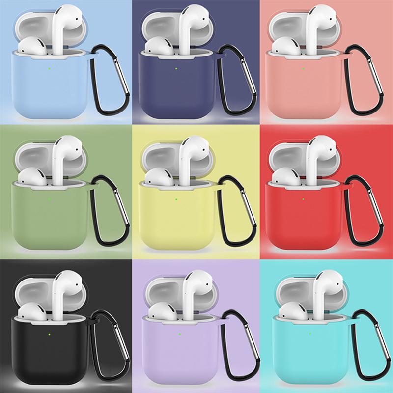 Зарядное устройство Защитный чехол Чехол-брелок Защитные аксессуары для AirPods Ударопрочные наушники Устойчивые к падениям Мягкие с крючком Силиконовые AirPods 2 бусины
