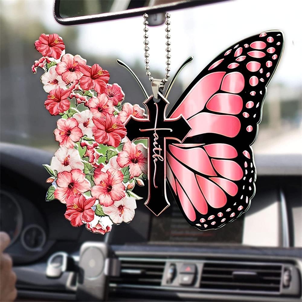 Car Pendant Stylish Personalized Style Car Interior Accessories Butterfly Cross Shape Design Widget Creative Do Not Fade Durable