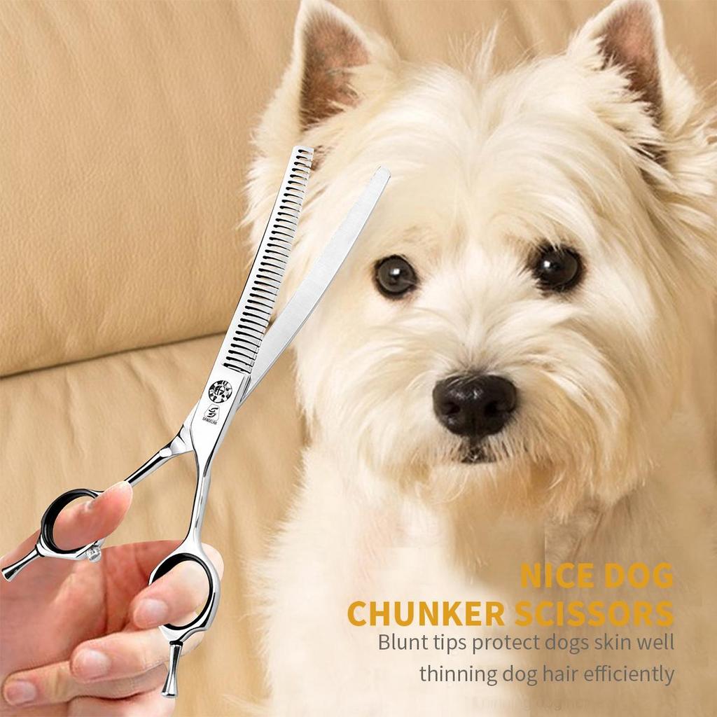 SANGELAR 7-дюймовые профессиональные японские ножницы высшего класса 440C Fishbone для прореживания домашних животных, инструменты для ухода за собаками, суперстальные ножницы для шерсти домашних животных