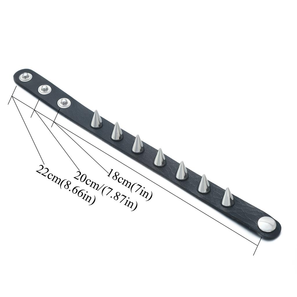 Браслет с шипами и заклепками, черный кожаный браслет-манжета с заклепками, панк-браслет, готический альтернативный браслет на запястье для мужчин и женщин, панк-аксессуары