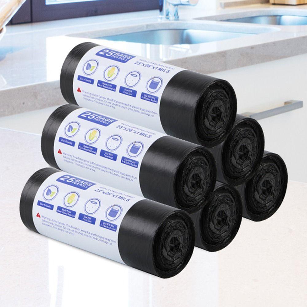 30Bags/Roll Trash Can Bin Garbage Bag Points Off Plastic Bags Rubbish Bag Bathroom Kitchen