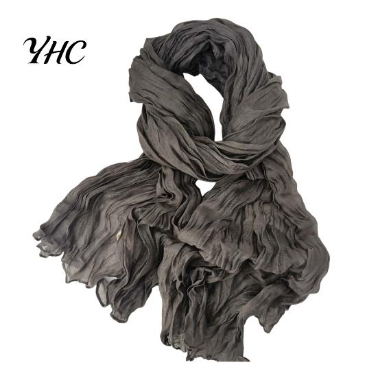 Winter Scarf Accessory Women Solid Color Pleated Long Retro Autumn Warm Soft Vintage Inspired