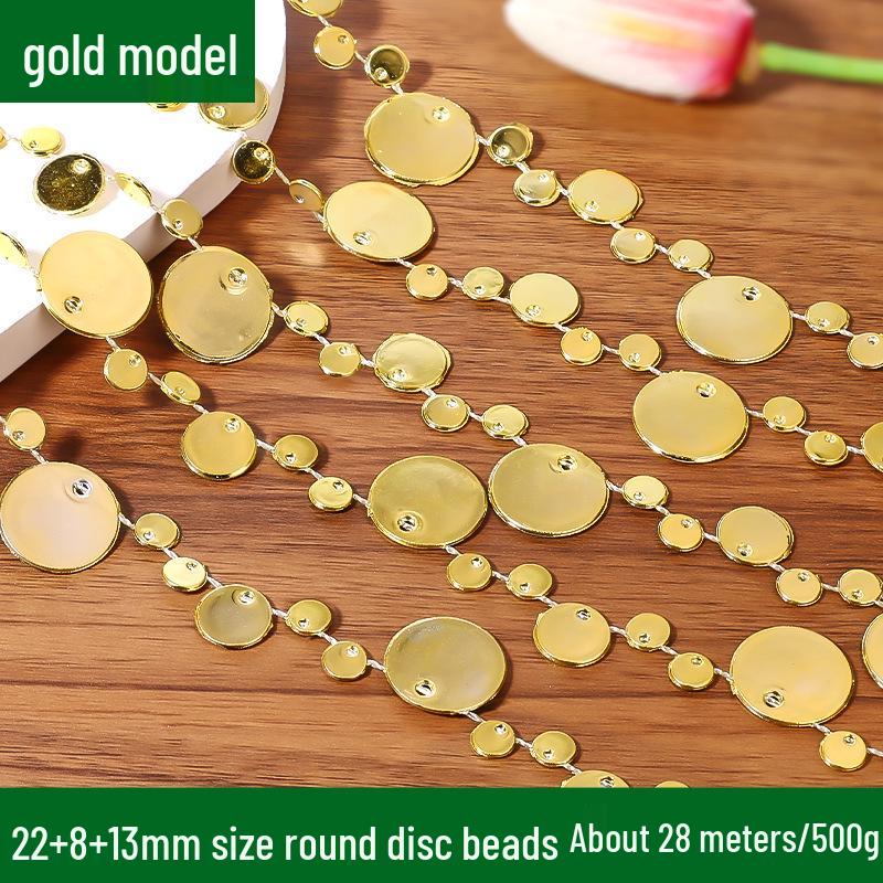 Gold & Silver Electroplated Bead String for DIY Christmas Tree Decorations