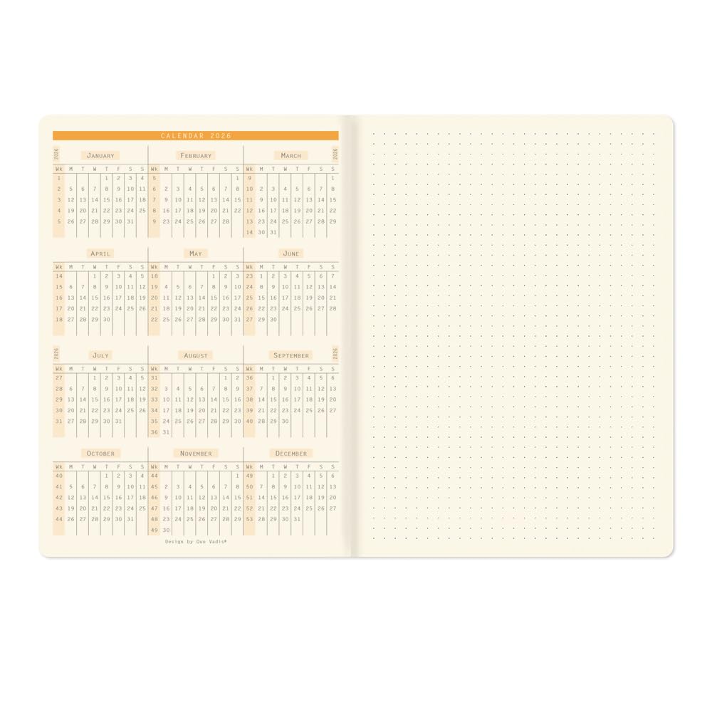 Rhodia Ежедневник формата А5, издание 2026 года, с месячным дневником A5 x с ПВХ Rhodia cf117385cv для блоков, "Месячный" (14.8 21см) Базовый" чехол, Оранжевый,