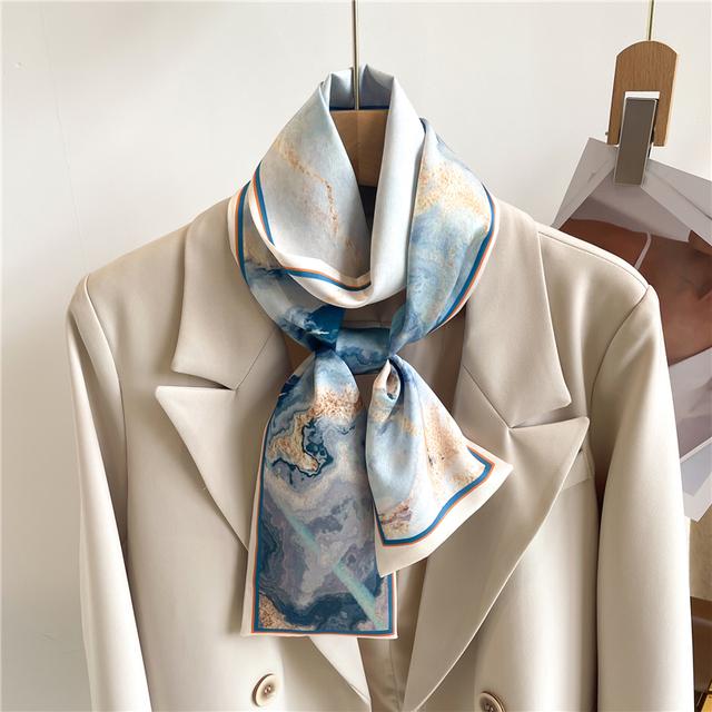 Silk Ribbon Scarf Satin Headkerchief Luxury Long Hair Hand Design Fashion Print Wrist Foulard Bandana Neck Tie Scarves