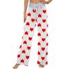 Women's Fashion Casual Comfortable Pajama Pants Love Printed Drawstring Wide Leg Pants Trousers