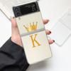 Корона Буква А К b Модный Чехол Для Телефона Для Samsung Galaxy Z Flip 3 4 5 6 7 Жесткий Складной Z Flip4 Прозрачный ПК Чехол Защита Подарок