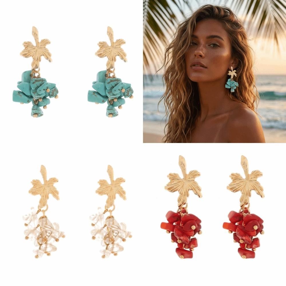 1 Pair Colorful Design Beaded Earrings Water Drop Shape Water Drop Earrings Special Occasions
