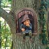 Elf Out The Door/Window Tree Hugger Naughty Garden Gnome Statue Tree Decor Funny Naughty 3D Window Outdoor Gnome Statue