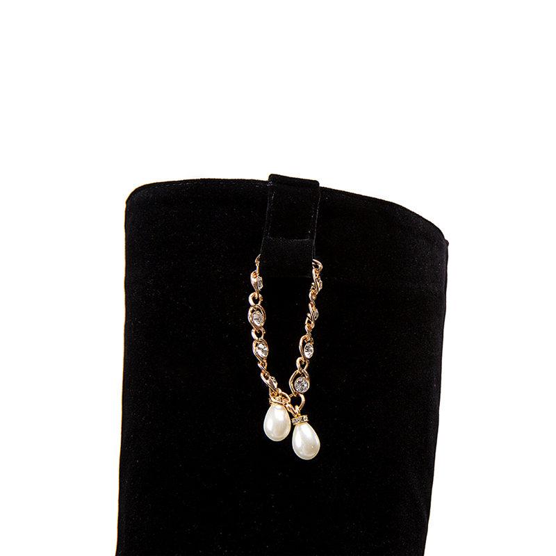 Женские сапоги на высоком каблуке, сексуальные, в европейском и американском стиле, осень-зима, новые, однотонные, водонепроницаемые, на толстом каблуке, большие размеры, средние сапоги