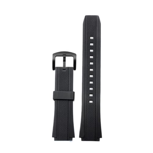 20mm Silicone Rubber Watch Strap with Convex Joint, Black, for Men and Women, Sport Watch Band, Bracelet, Accessories for Casio Edifice EF-552 (Black,