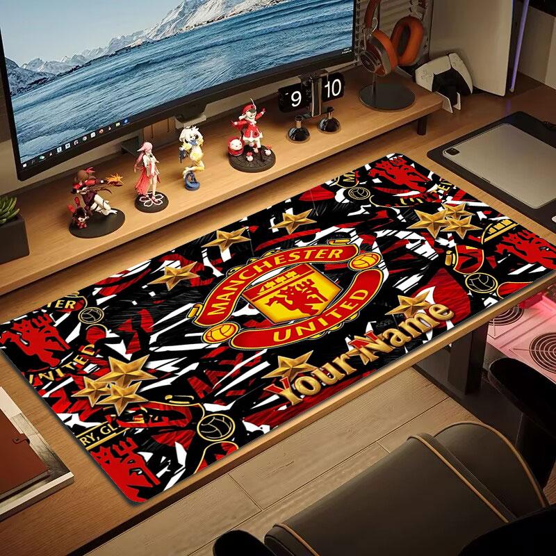 Manchester United F Custom Name Large Size Mouse Pad Large Gaming Table Cushion Non-slip Laptop Tablet Big Mousepad XXL Mat Mini PC Playmat With Lock