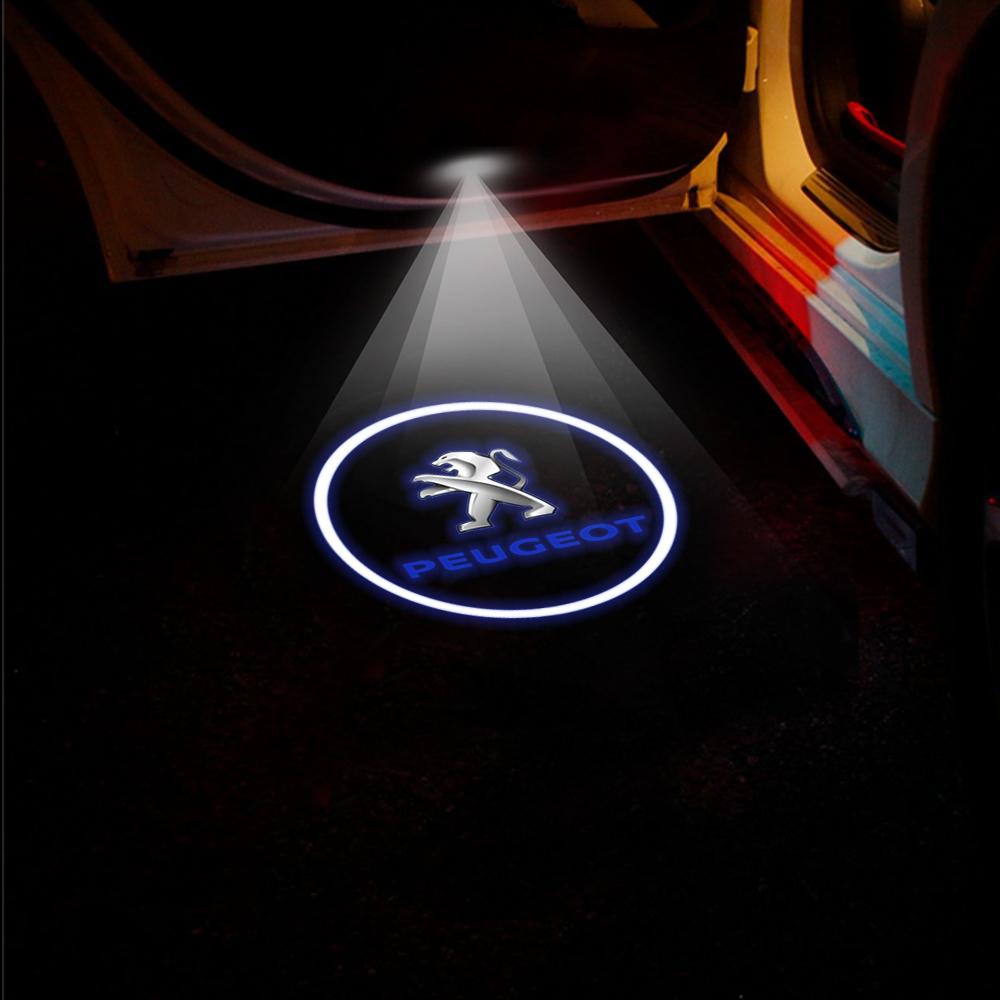 2026 Hot Car Sticker 2Pcs LED Car Door Welcome Light Wireless Projector Lamp Car Decoration Accessories For Peugeot 407 508 201