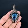 Labradorite Pendant, Handmade Gemstone 999 Copper Wire Wrapped Pendant Antique Jewelry, For Gift Silver Jewelry