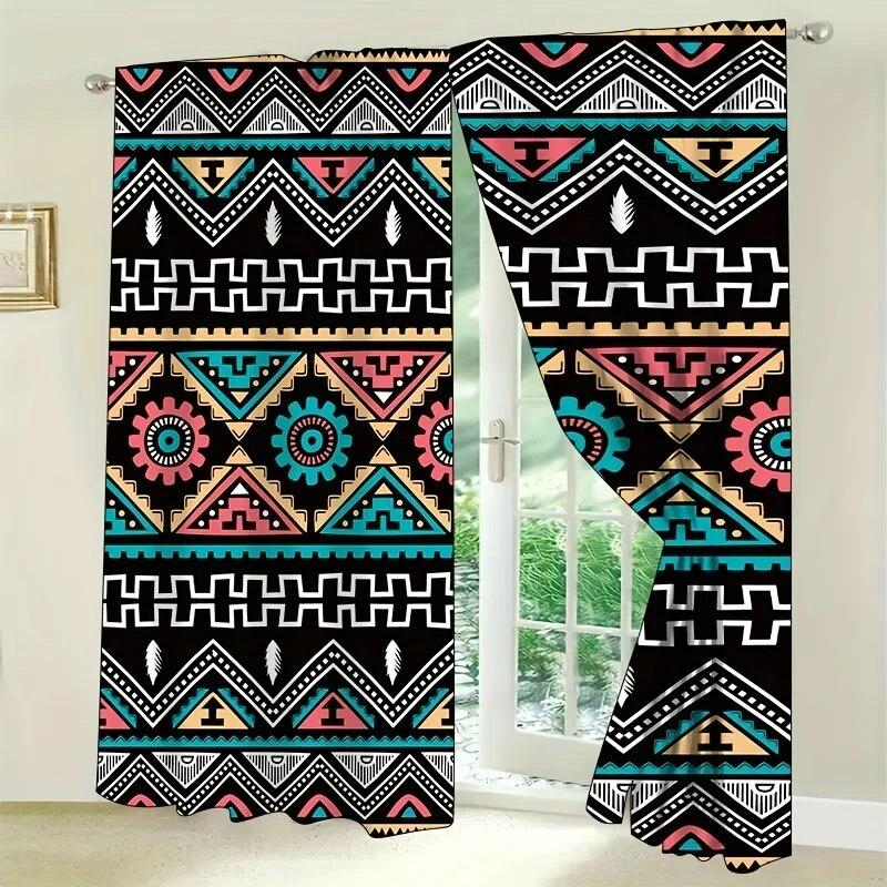 2 шт., цветочные шторы в стиле бохо, богемные красочные цветочные узоры, оконные шторы, карманные шторы для окон для дома, спальни, гостиной
