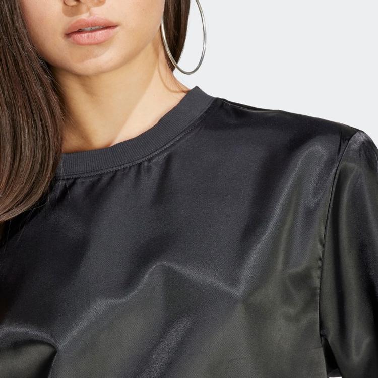 Adidas Укороченная футболка с логотипом Originals Spicy Girls, женские топы, черные IC8540