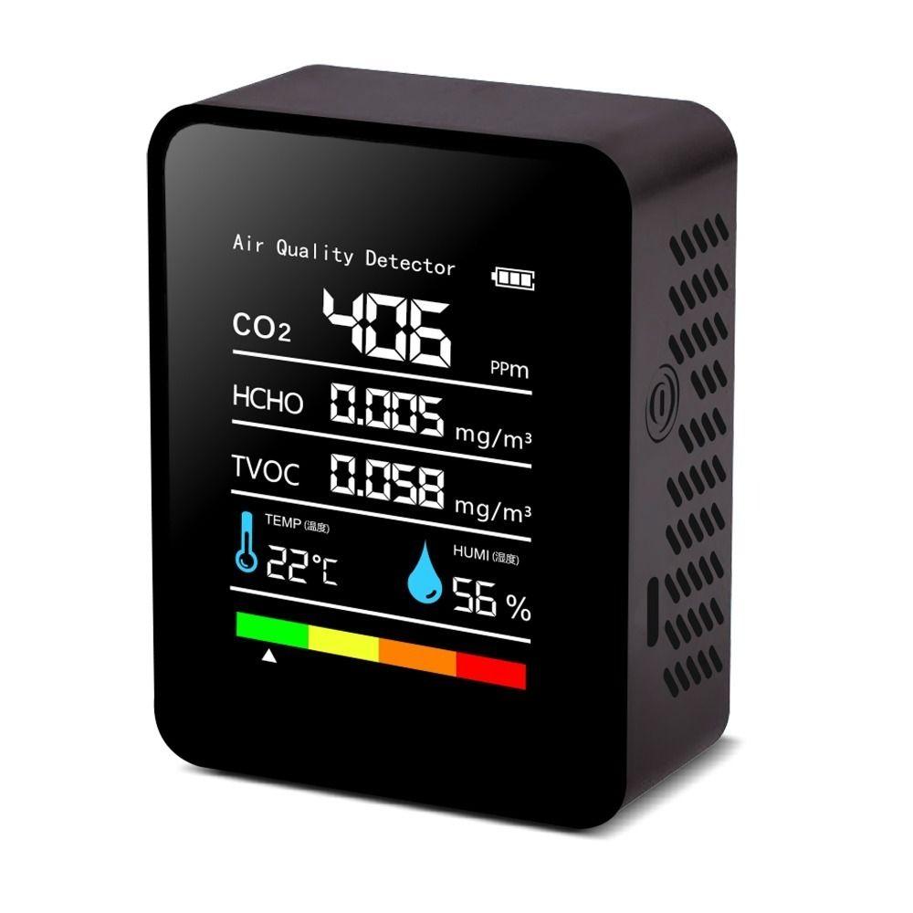 5 in 1 Air Quality Monitor Temperature TVOC Tester Multifunctional CO2 Detector Office